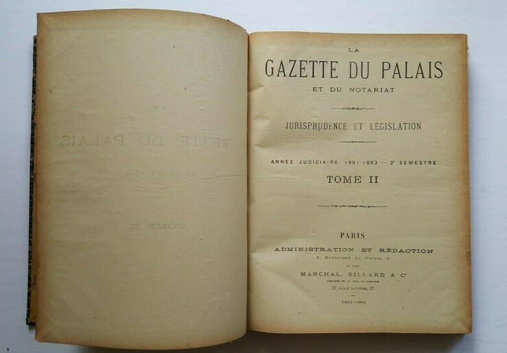 Gazette Du Palais 1881-1882 Tome 2 Hardcover Book Jurisprudence
