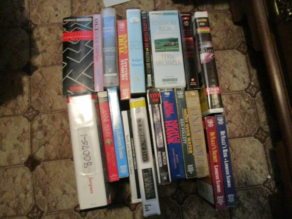20 audio books collection tape cassettes Evans, Brown, other various authors