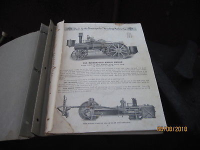 Antique Minneapolis Steam Engine Tractor & Equipment & Thresher Booklet