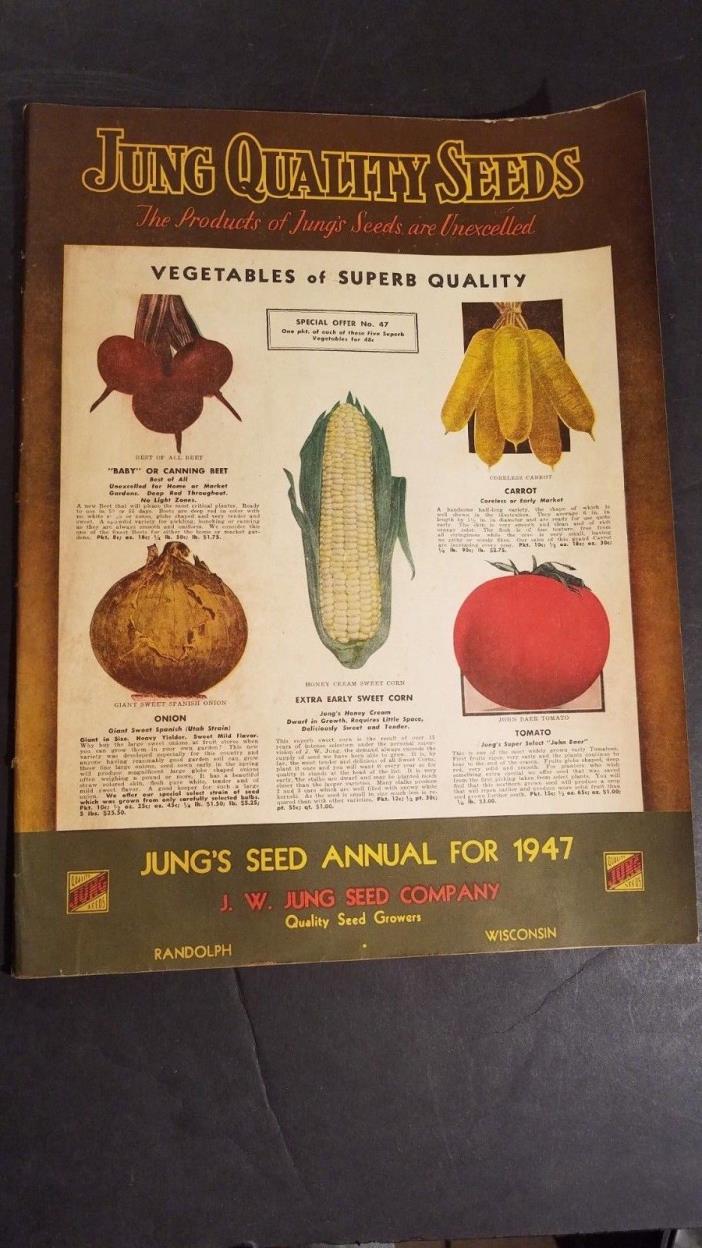 Vintage 1947 JUNG QUALITY SEEDS Annual Catalog Full-Color Randolph, Wisconsin