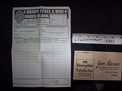 Vintage 1930's Jim Brown Fence & Wire Company Order Blank and Envelope Free Ship