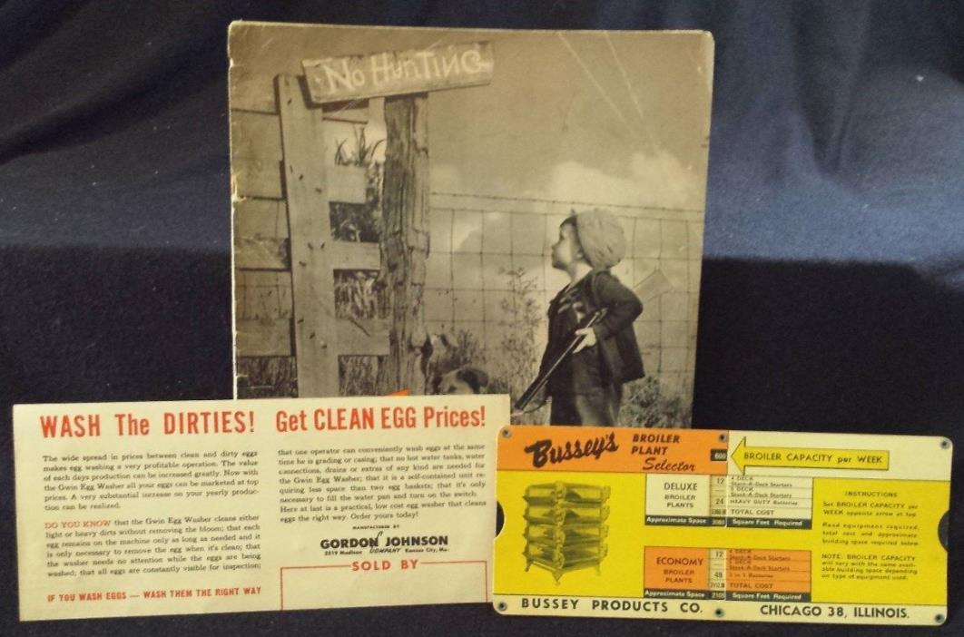 BUSSEY'S Poultry Equipment Catalog..Slide Rule..GWIN Egg Washer 1945 Advertising