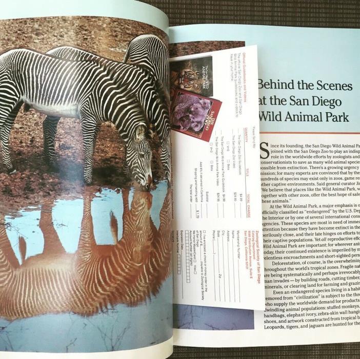 San Diego Wild Animal Park illustrated Book-Magazine Baker Zoological Zoo Societ