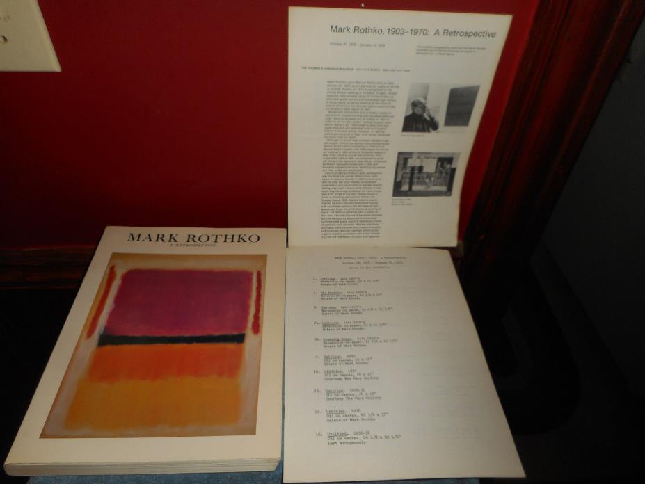 Mark Rothko A RETROSPECTIVE & GUGGENHEIM Museum Exhibition Checklist 148 Works