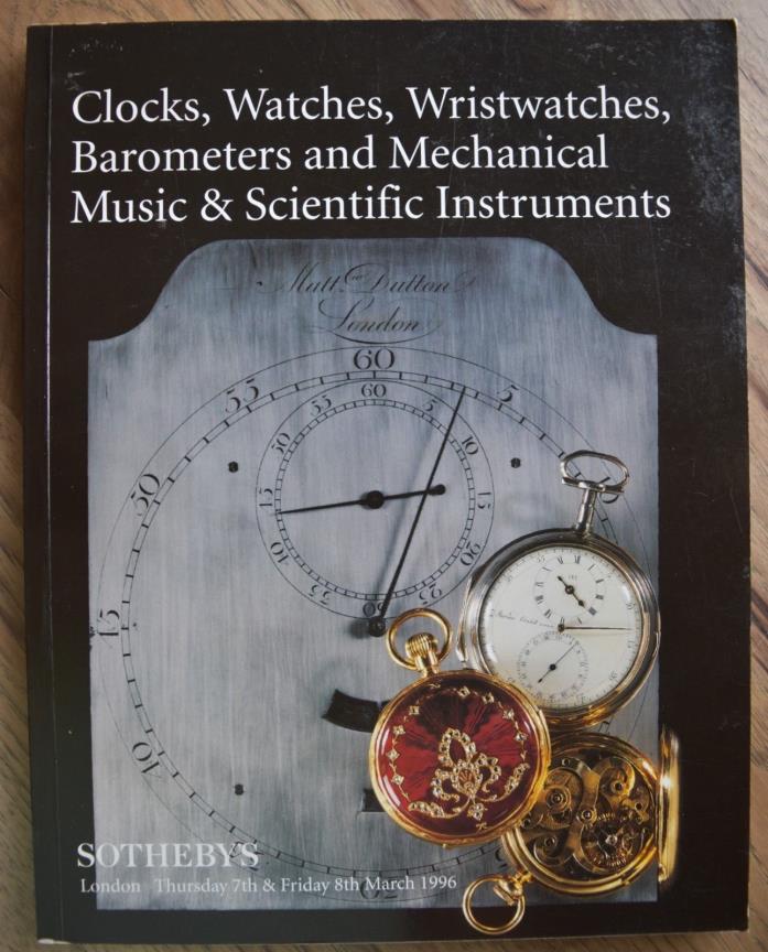 Sotheby's 1996 Good Clocks, Watches, Wristwatches, etc. Auction Catalog, PC/VGC
