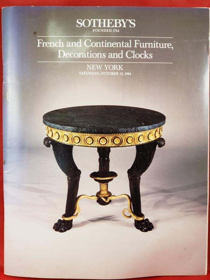 Sotheby's NY, French & Continental Furniture,Decorations and Clocks, Oct 13,1984