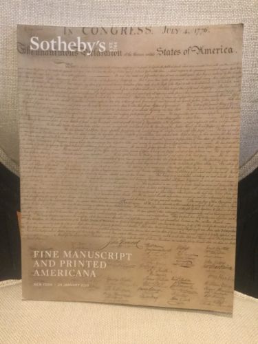 Current Sothebys Auction Catalog Fine Books Manuscripts Americana Jan 24 2019