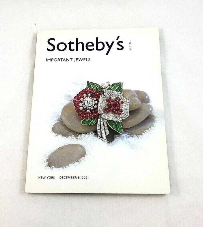 SOTHEBY'S  IMPORTANT JEWELS NEW YORK DECEMBER 5, 2001 CATALOG