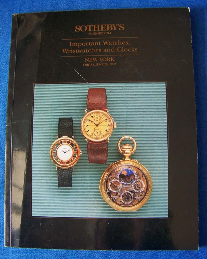 Sotheby's Important Watches, Wristwatches & Clock Auction New York June 25, 1993