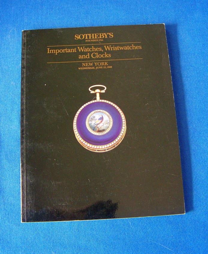 Sotheby's Important Watches,Wristwatches & Clock Auction NY June 22, 1988