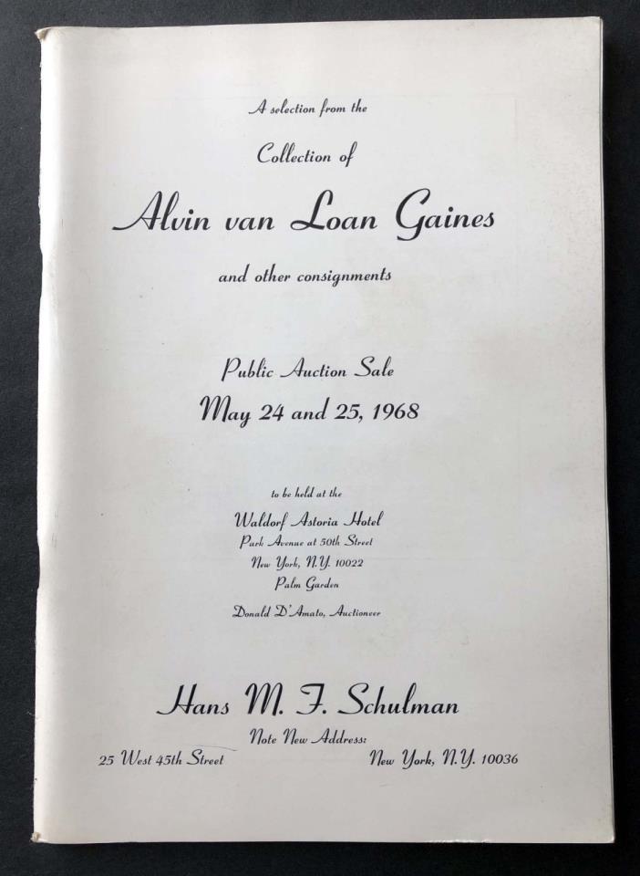 1968 Hans Schulman Auction Alvin van Loan Gaines Numismatic, Coin Collection