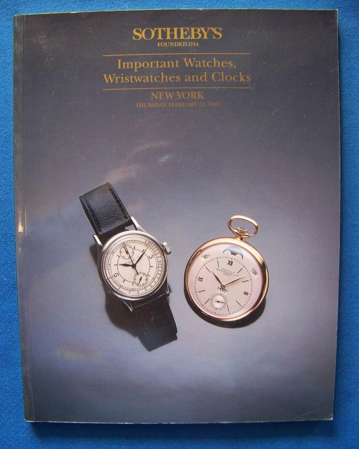 Sotheby's Important Watches,Wristwatches & Clock Auction NY February 11,1993