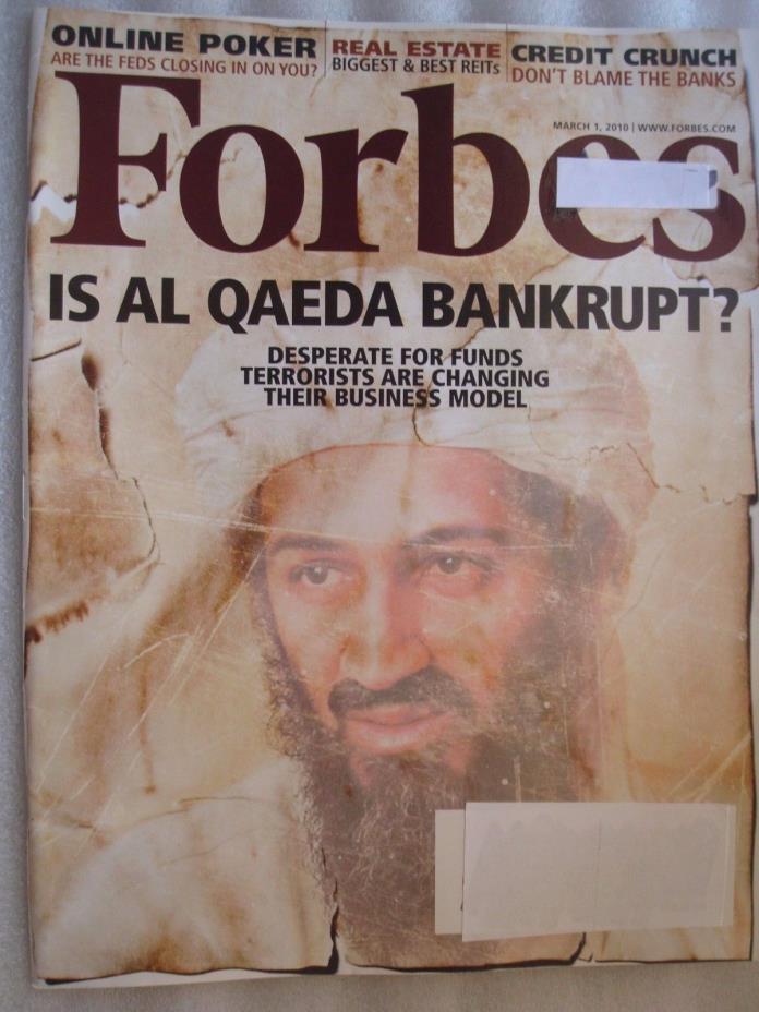 Forbes Magazine March 1, 2010: Al Qaeda, Online Poker, Ships Anywhere Today!