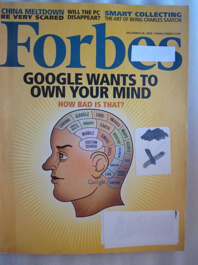 Forbes Magazine Dec 28, 2009, Google, China, Saatchi, PCs, Ships Anywhere Today!