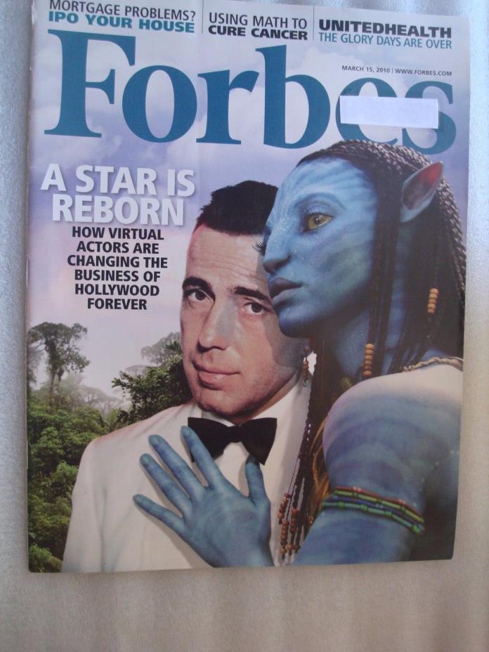 Forbes Magazine Mar 15, 2010: Virtual Actors, IPO, Cancer, Ships Anywhere Today!