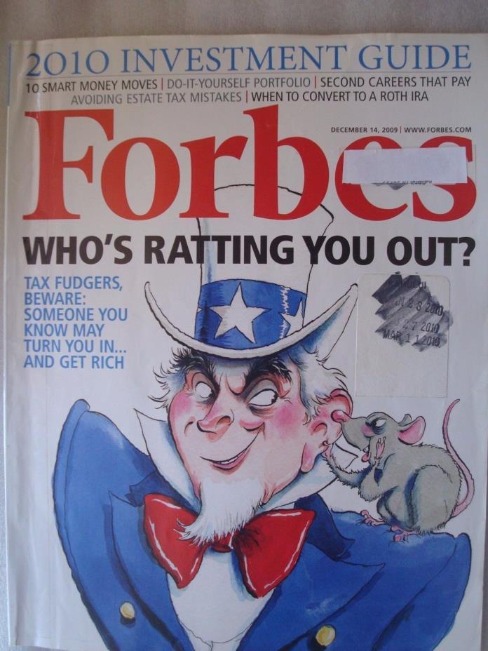Forbes Magazine Dec 14, 2009, Tax Fudgers, ROTH IRA, Ships Anywhere Today!