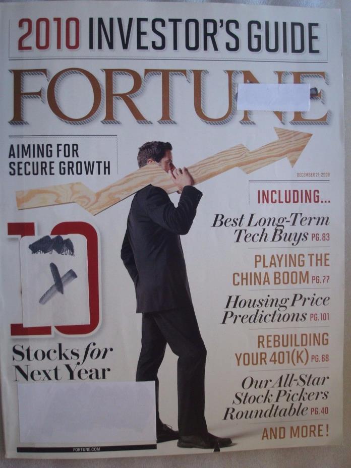 Fortune Magazine Dec 21, 2009, Housing Predictions, Stocks, Ships Anywhere Today