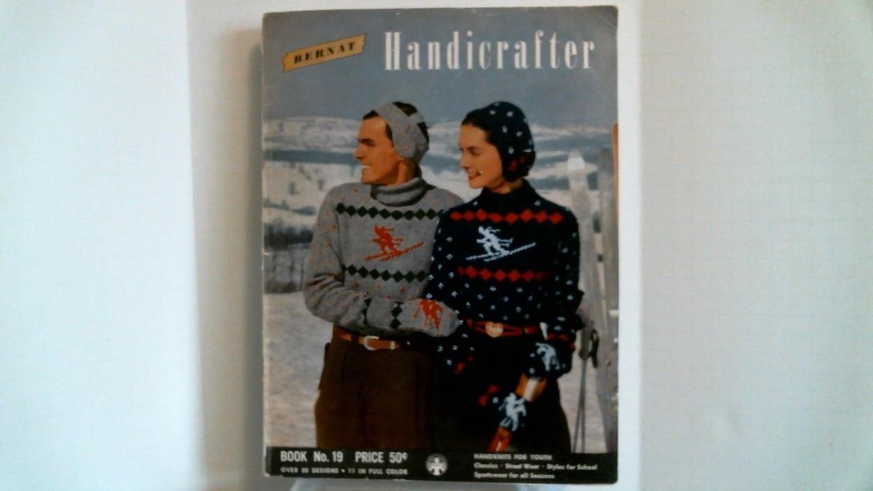 Vintage 1949 Bernat Knitting Pattern Book HANDICRAFTER for Women, Men, Kids