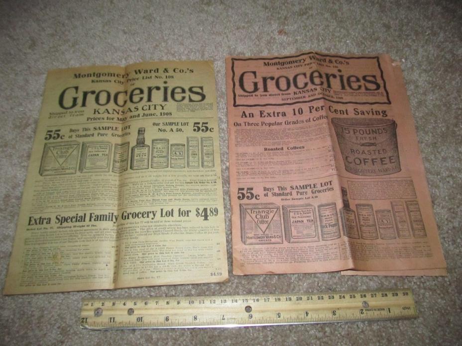 2 Montgomery Ward Groceries CATALOG - 1908 ~~ food, grocery St Louis
