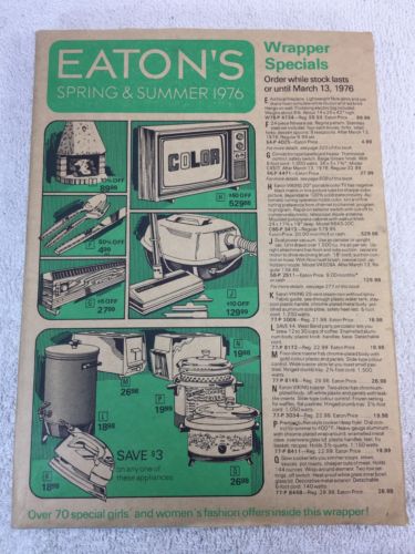 Eaton's CATALOG - Spring Summer Moncton Canada 1976 Guitars Bicycle In Package
