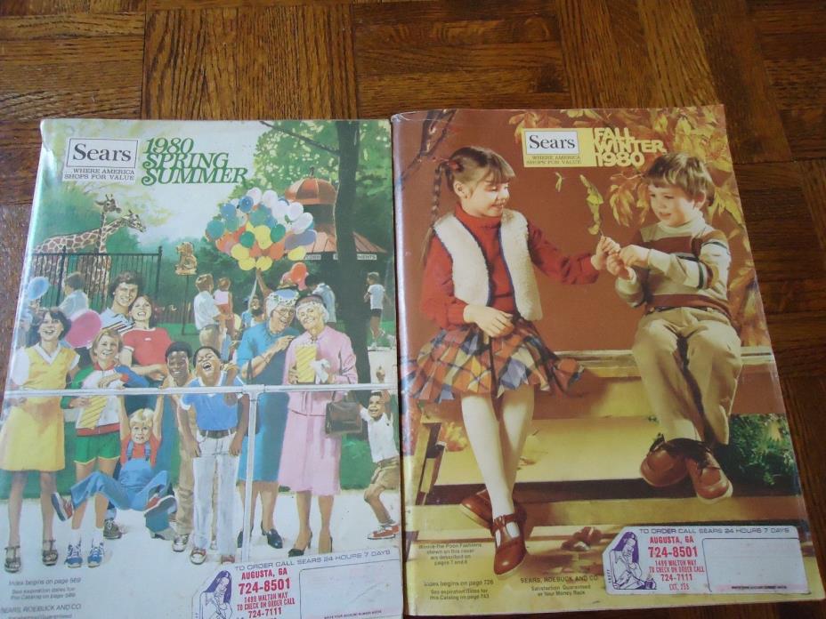 Lot of 2 Vintage 1980 SEARS Catalogs SPRING SUMMER FALL WINTER