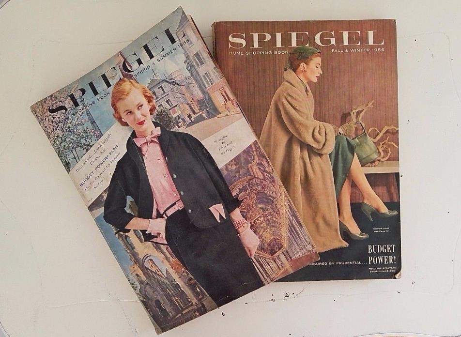 (2) Vintage 1955 SPIEGEL Spring Summer Fall Winter CATALOGS Fashion Home 570+ Pg