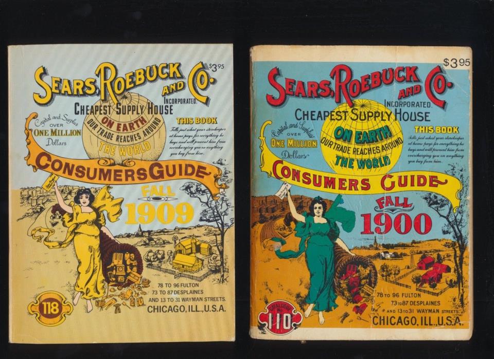 Lot Of 2  Sears Roebuck and Company Fall 1900, 1909  Consumer Guide Repros 1970s