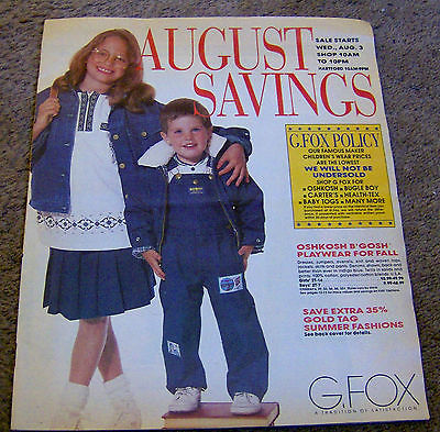 RARE 1988 vintage G. FOX clothing CATALOG department store FASHION retro clothes