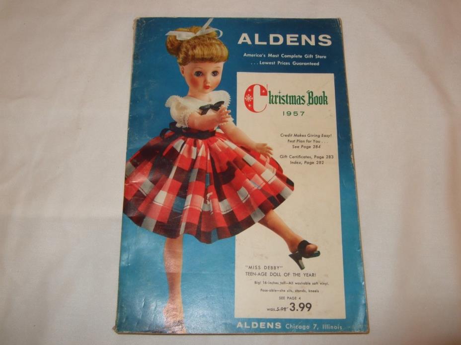 Vtg 1957 ALDENS CHRISTMAS BOOK Catalog TOYS 1950's dolls trains bikes games Dres