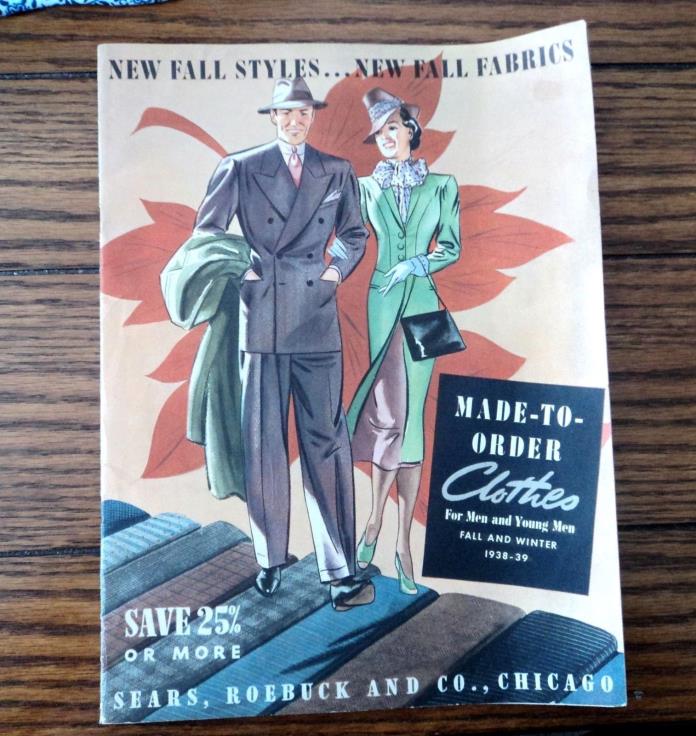 RARE 1938-39 Fall /Winter MADE-TO-ORDER SEARS CATALOG 50 FABRIC SWATCHES -  MENS