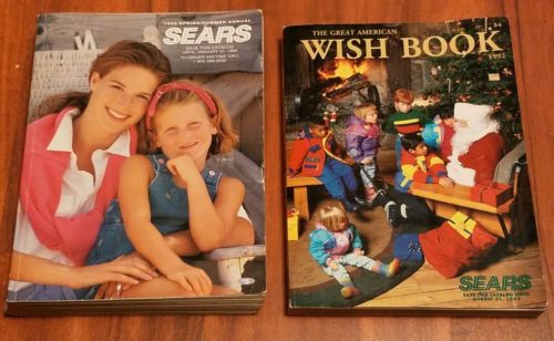 2 Vintage Sears Catalogs 1992 Christmas Toys Wish Book & 1993 Spring/Summer