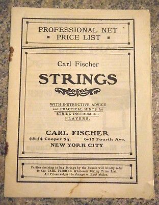 1904 Carl Fischer NYC Music Strings Catalog Testimonals & Photos VIP Musicians