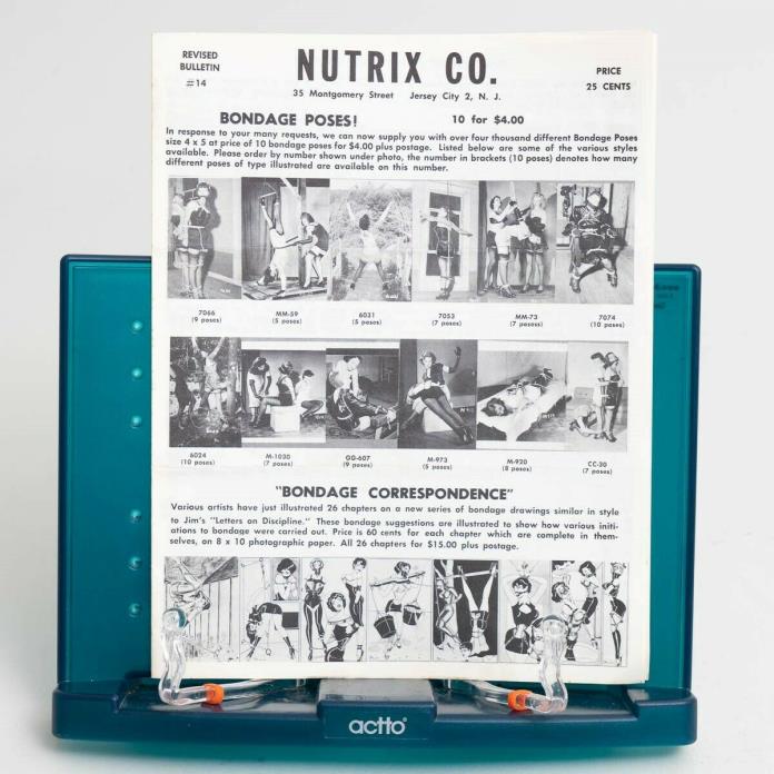 Nutrix Co Revised Bulletin #14 Bondage Pin-Up Photo Catalog BDSM Irving Klaw