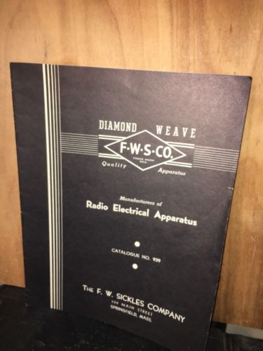 The F.W.Sickles Co. Springfield Mass Catalog #939 Vintage