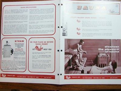1970 MACLEVY Finnish SAUNA GE & HELO Heaters STEAM Bath Generators VTG Catalog