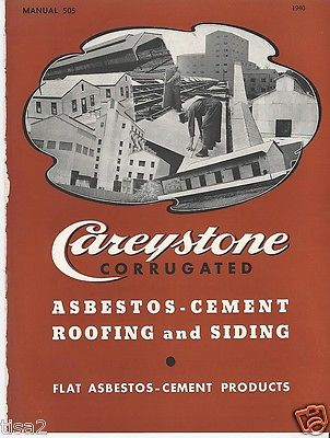 1940 PHILIP CAREY CareyStone ASBESTOS-Cement Sheathing Roofing Siding Catalog