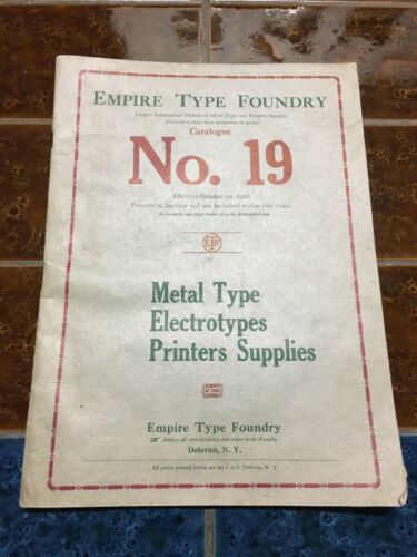 Original 1926 Empire Type Foundry Catalogue No. 19 Printers Catalog