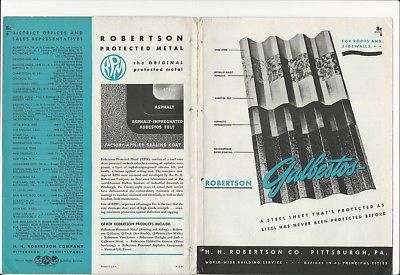 1945 GALBESTOS ASBESTOS Sheets Roofing Siding Wall Panels HH Robertson  Catalog