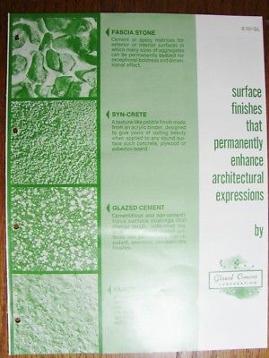 1975 GLAZED CEMENT CORP Syn-Crete ASBESTOS Board Panels Vintage Catalog