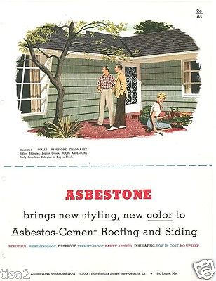 1953 ASBESTONE ASBESTOS-Cement Roofing Siding Fireproof Insulating Vtg Catalog