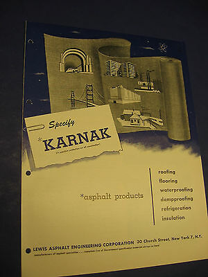 KARNAK 1954 catalog Asbestos Floor Mastic Lewis Asphalt Engineering Corp.