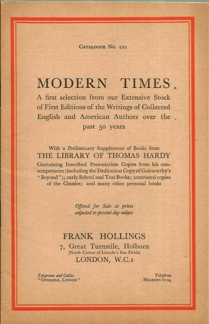 Frank Hollings, London Catalogue #212 - Modern Times (1938)