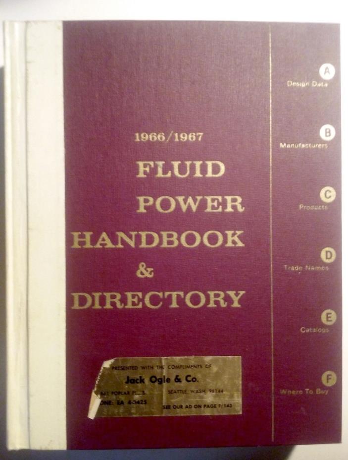 Fluid Power Handbook & Directory 1966/1967 Design Data Catalogs Asbestos