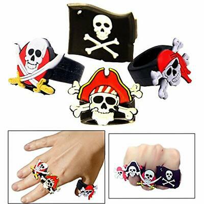 Toy Cubby Pretend And Play Rubber Skull Crossbone Pirate Ring - 24 Pcs Toys &