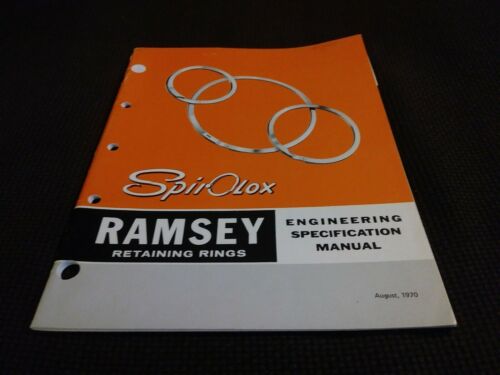Spirolox Ramsey Retaining Rings Engineering Specification Manual 1970