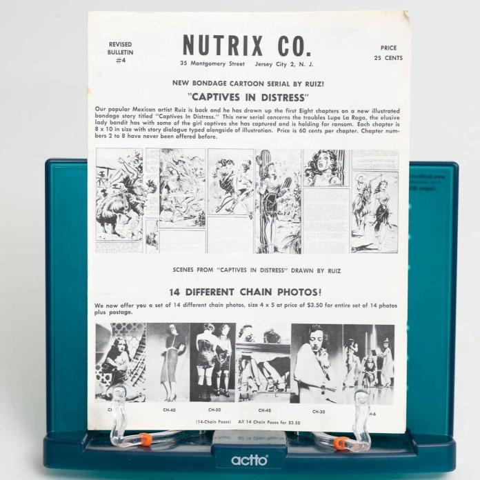 Nutrix Co Revised Bulletin #4 Bondage Photo Catalog BDSM Betty Page Irving Klaw