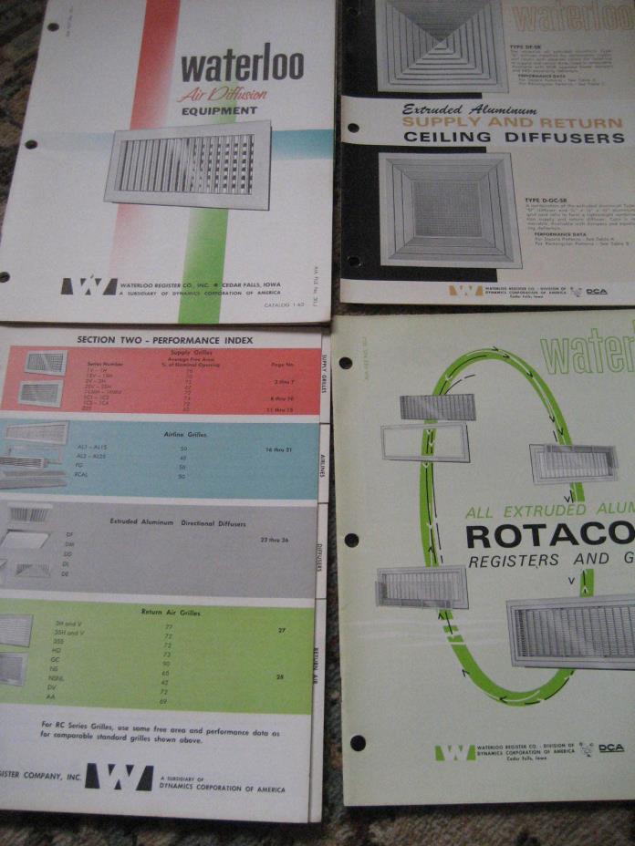Huge Lot 1960's WATERLOO Air Diffusion Equipment CATALOGS/ Grilles/Registers++