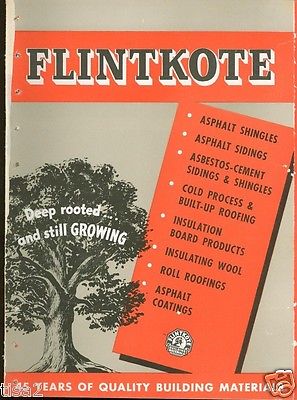 FLINTKOTE BUILDING MATERIALS Catalog 1946 ASBESTOS Products Commercial & Homes