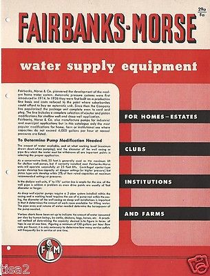 1958 FAIRBANKS MORSE Water Supply Systems Equipment Catalog Known ASBESTOS user
