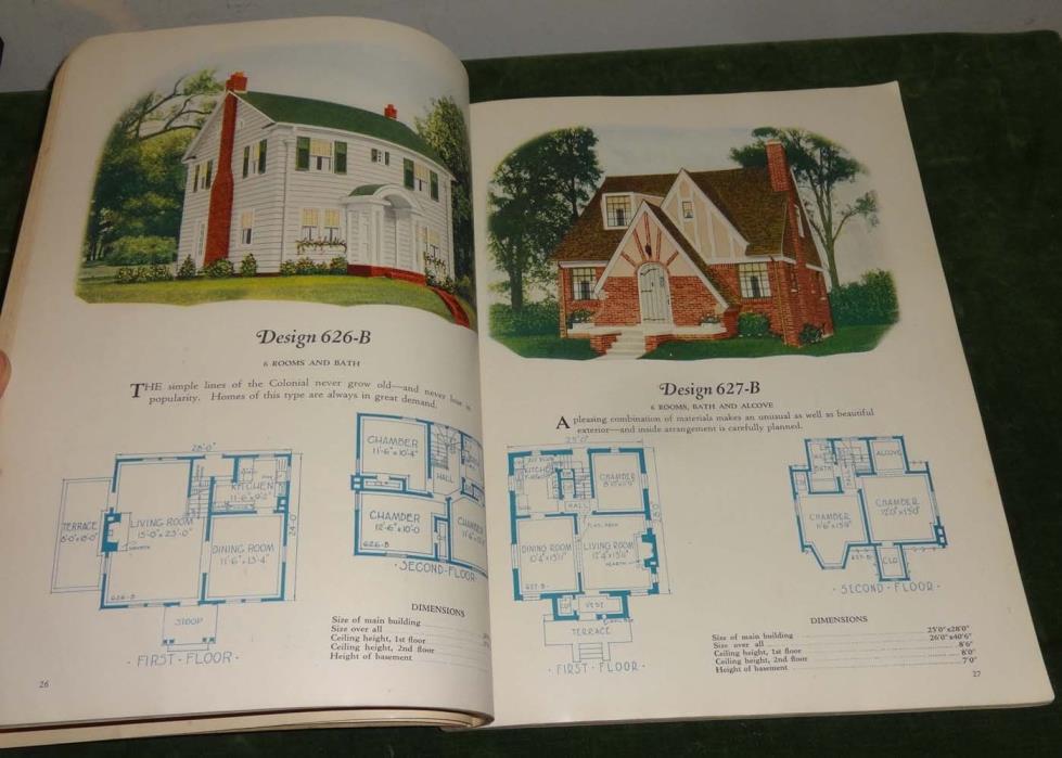 Vintage 96 page COMSTOCK Catalog of House Home Plans with Colored Pics & Diagram